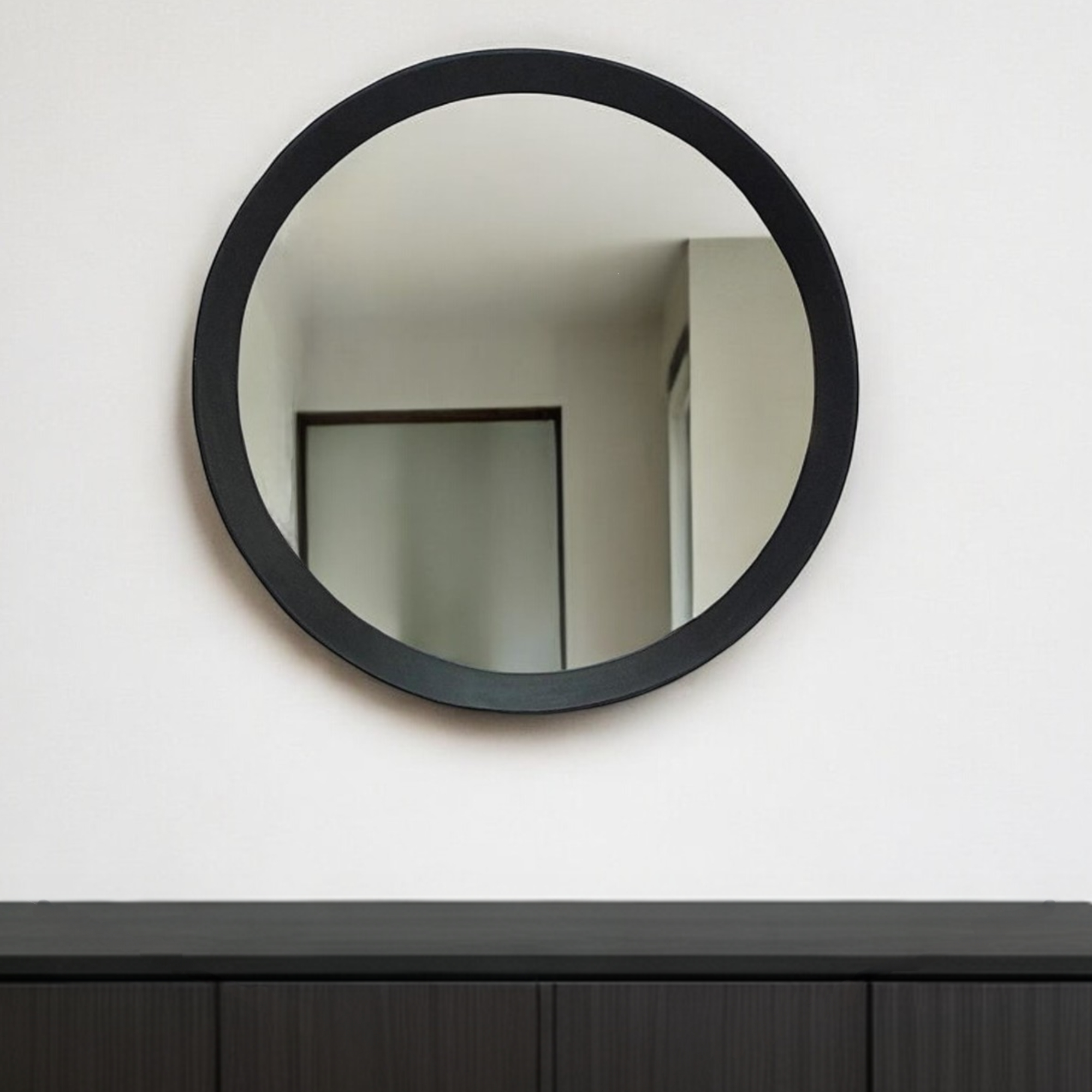 485114_9_vhrgBW0R-2.jpg 20" Dark Brown Round Wood Framed Accent Mirror - Image 1