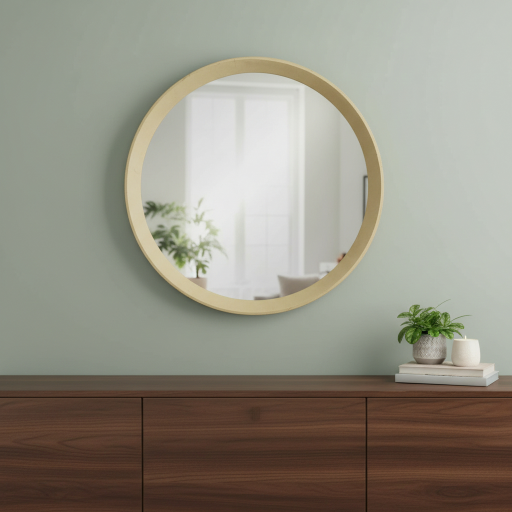 485115_10_pc82JXRg-3.jpg 20" Cream Round Wood Framed Accent Mirror - Image 1
