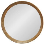 20" Natural Round Wood Framed Accent Mirror - Image 6