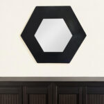 19" Black Hexagon Wood Framed Accent Mirror