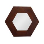 19" Dark Brown Hexagon Solid Wood Framed Accent Mirror - Image 2