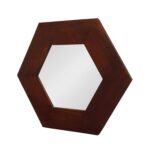 19" Dark Brown Hexagon Solid Wood Framed Accent Mirror - Image 3