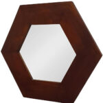 19" Dark Brown Hexagon Solid Wood Framed Accent Mirror - Image 4