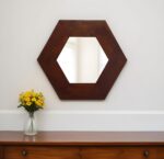 19" Dark Brown Hexagon Solid Wood Framed Accent Mirror