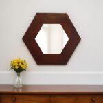 19" Dark Brown Hexagon Solid Wood Framed Accent Mirror