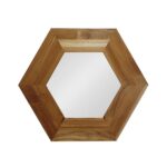 19" Natural Hexagon Solid Wood Framed Accent Mirror - Image 2