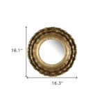 16" Gold Round Iron Framed Accent Mirror - Image 5
