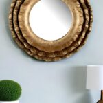 16" Gold Round Iron Framed Accent Mirror