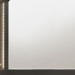 38" Gunmetal Lighted Abstract Wood Framed Mounted Dresser Mirror - Image 5