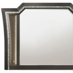 38" Gunmetal Lighted Abstract Wood Framed Mounted Dresser Mirror - Image 4