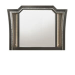 38" Gunmetal Lighted Abstract Wood Framed Mounted Dresser Mirror - Image 3