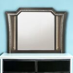 38" Gunmetal Lighted Abstract Wood Framed Mounted Dresser Mirror