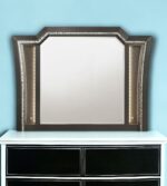 38" Gunmetal Lighted Abstract Wood Framed Mounted Dresser Mirror