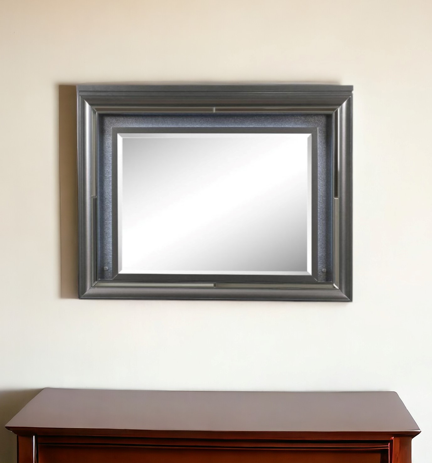 485903_8_LedVXaaZ-3.jpg 39" Gunmetal Lighted Wood Framed Mounted Dresser Mirror - Image 1
