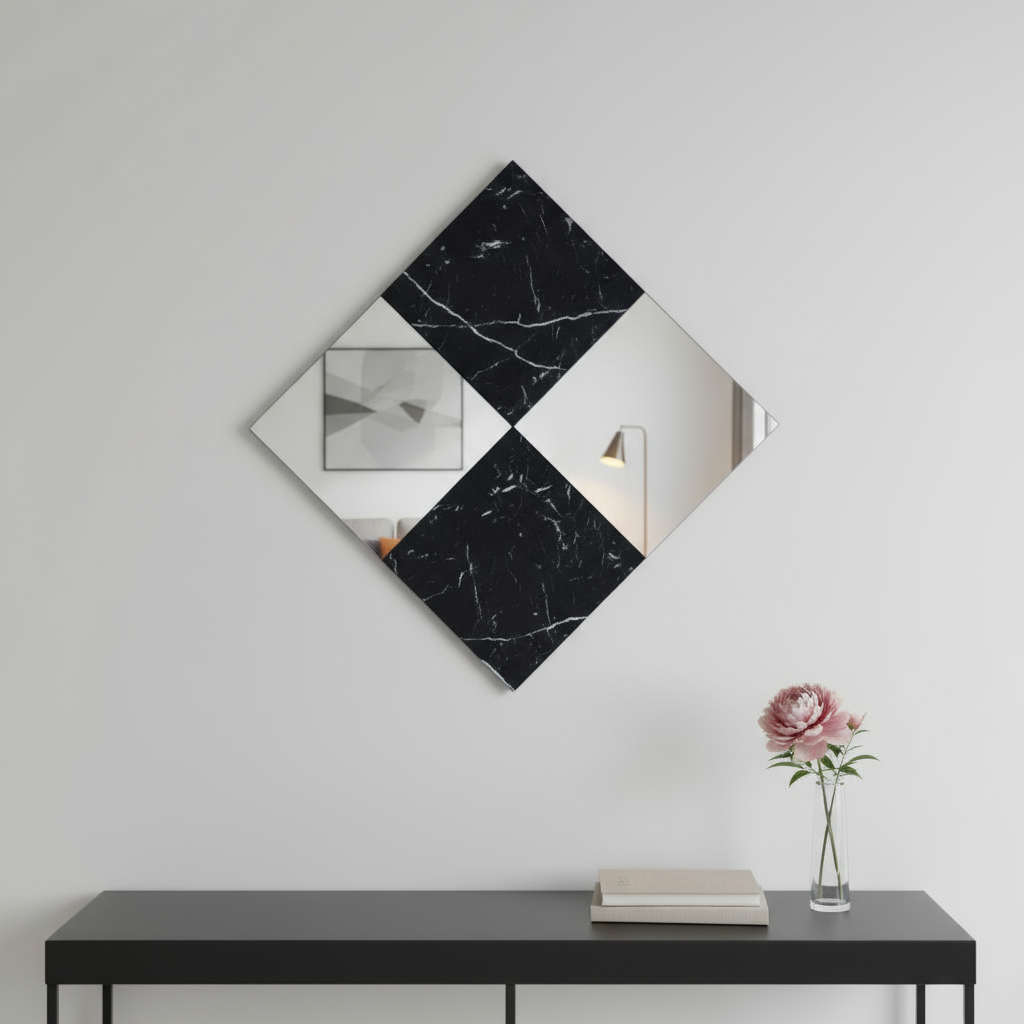 485916_10_GcexPRCW-2.jpg 32" Black And Gray Square Wood composite Framed Accent Mirror - Image 1