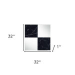 32" Black And Gray Square Wood composite Framed Accent Mirror - Image 4