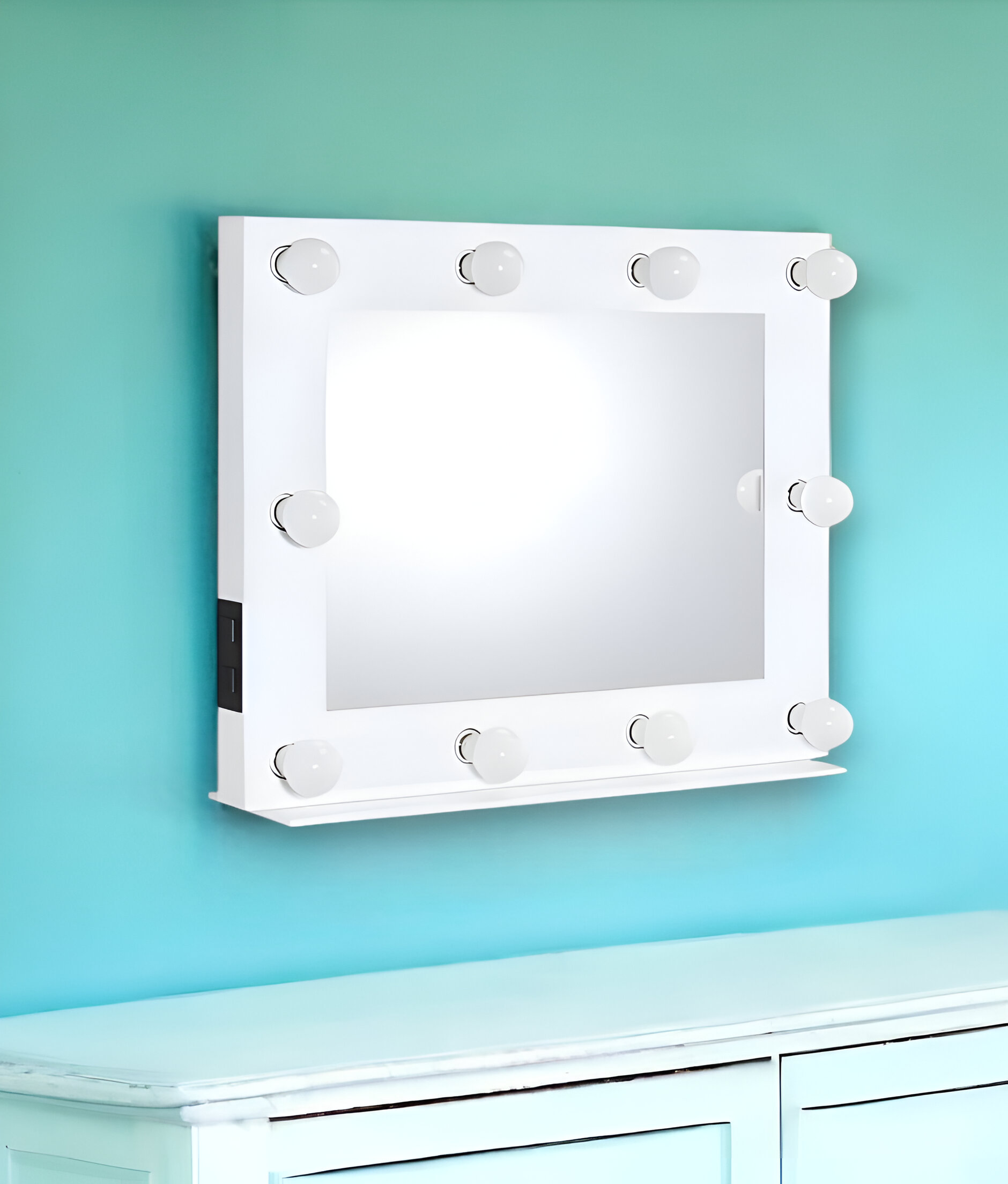 485930_10_t8FABtOU-2.jpg 26" White Metal Framed Mounted Accent Mirror - Image 1