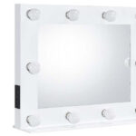 26" White Metal Framed Mounted Accent Mirror - Image 3