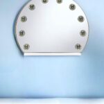 15" White Abstract Metal Framed Mounted Accent Mirror