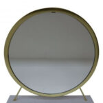 19" Brass Round Metal Framed Freestanding Mirror - Image 2