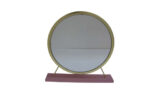 19" Brass Round Metal Framed Freestanding Mirror - Image 3