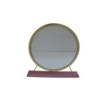 19" Brass Round Metal Framed Freestanding Mirror - Image 2