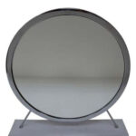 19" Gray Round Metal Framed Freestanding Mirror - Image 5