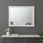 36" White Wood Framed Mounted Dresser Mirror