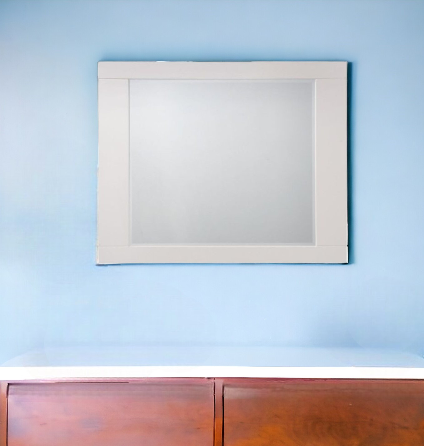 486454_9_YIYnCsQT-3.jpg 37" White Square Wood Framed Mounted Dresser Mirror - Image 1