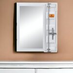 32" White Metal Framed Mounted Dresser Mirror