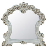 45" White Abstract Wood Framed Mounted Dresser Mirror - Image 3