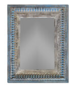 50" Blue and Silver Solid Wood Framed Accent Mirror - Image 2