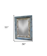 50" Blue and Silver Solid Wood Framed Accent Mirror - Image 6