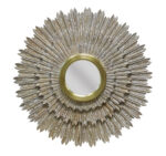 44" Antiqued Gold Sunburst Wood and Metal Framed Accent Mirror - Image 2
