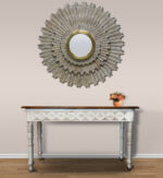 44" Antiqued Gold Sunburst Wood and Metal Framed Accent Mirror - Image 6