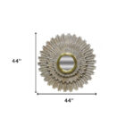 44" Antiqued Gold Sunburst Wood and Metal Framed Accent Mirror - Image 7