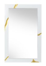 35" Gold and White Wood Framed Accent Mirror - Image 2