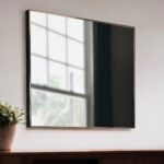 32" Gray Square Metal Framed Accent Mirror