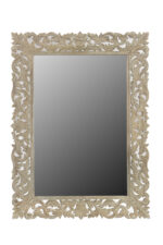 35" Gray Floral Carved Solid Wood Framed Accent Mirror - Image 2