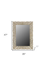 35" Gray Floral Carved Solid Wood Framed Accent Mirror - Image 5