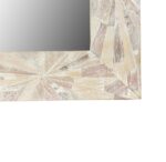 46" White Solid Wood Geometric Starburst Framed Accent Mirror - Image 5