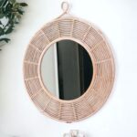 37" Natural Round Framed Accent Mirror