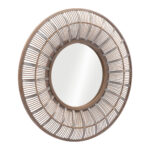 32" Brown Round Accent Mirror - Image 3