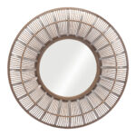 32" Brown Round Accent Mirror - Image 4