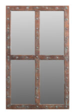 60" Wood Brown Rustic Solid Wood Window Pane Framed Accent Mirror - Image 2