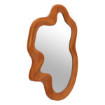 35" Brown Solid Wood Abstract Geometric Framed Accent Mirror - Image 3