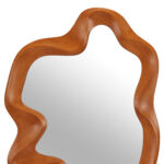 35" Brown Solid Wood Abstract Geometric Framed Accent Mirror - Image 6