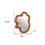 35" Brown Solid Wood Abstract Geometric Framed Accent Mirror - Image 9