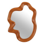 35" Brown Solid Wood Abstract Geometric Framed Accent Mirror - Image 4