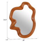 35" Brown Solid Wood Abstract Geometric Framed Accent Mirror - Image 8